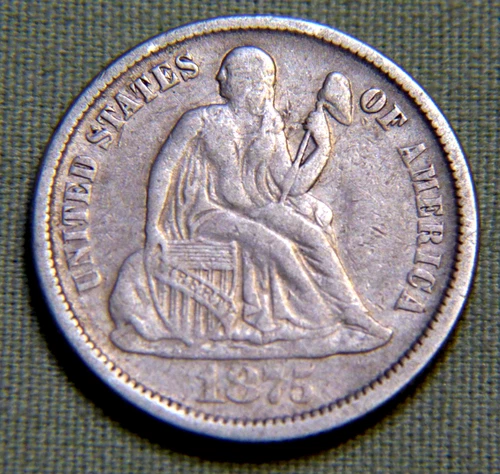 1875 Carson City US Seated Liberty Silver CC Dime - Choice High Grade - #1048