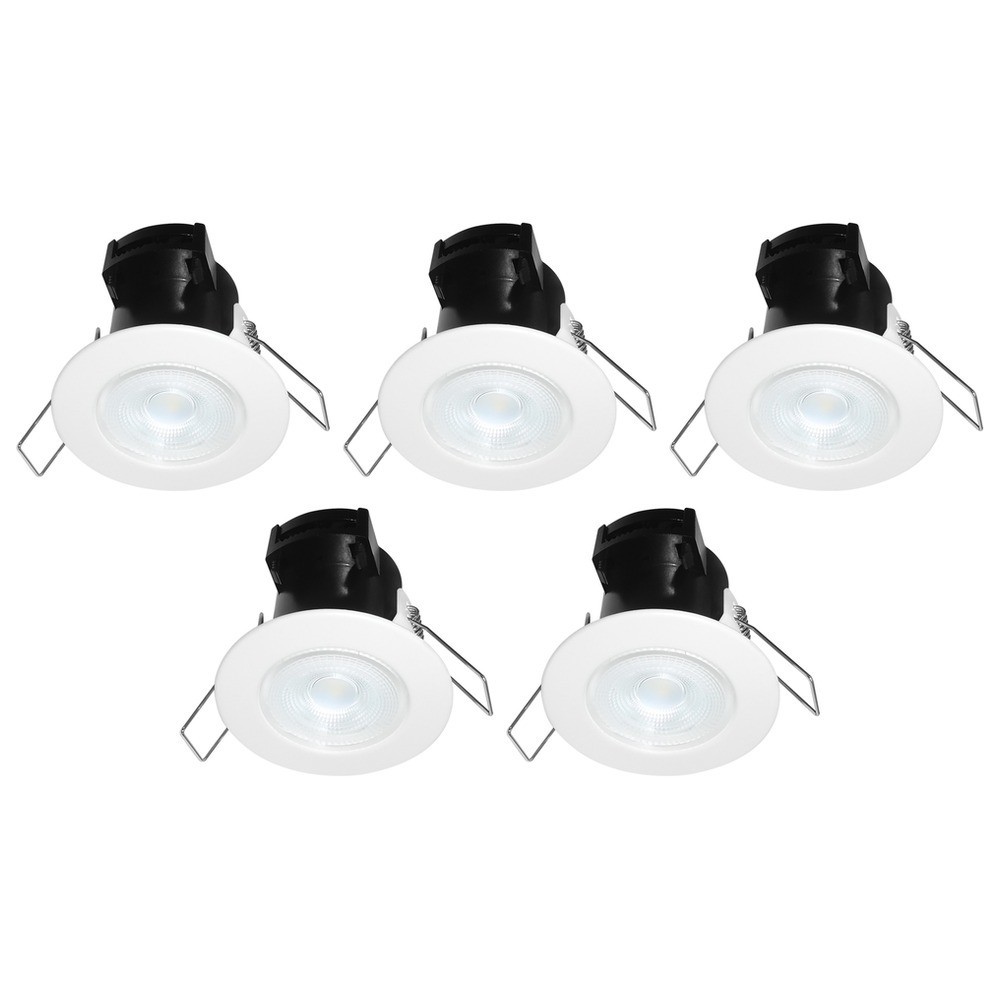 5 x Eterna KFIRE4WH LED Dimmable Fire Rated Downlights 4000K 5W (White)