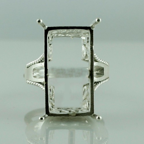 925 Sterling Silver 2.5mm Square Semi Mount Cocktail Ring For Wedding Ring