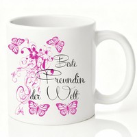 Kaffeetasse Beste Freundin Der Welt Blumen Motiv Geschenk Geburtstag Weihnachten