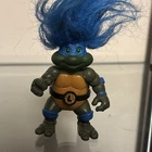 Teenage Mutant Ninja Turtles TMNT TROLLS Troll Leonardo Blue Hair Toy VTG  1993