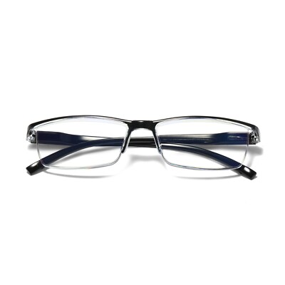 Mens Rectangular Blue Light Blocking Reading Glasses Spring Hinge Unisex Readers