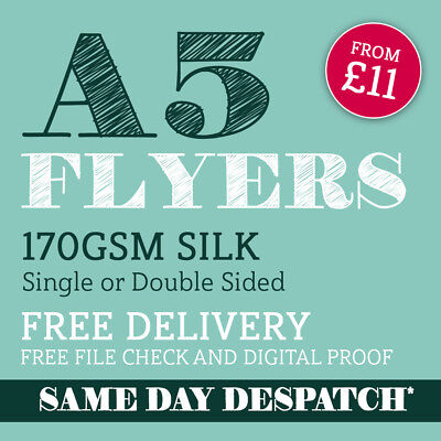 Full Colour 24hr Dispatch A5 Flyers // Leaflets 170gsm Gloss SINGLE SIDED