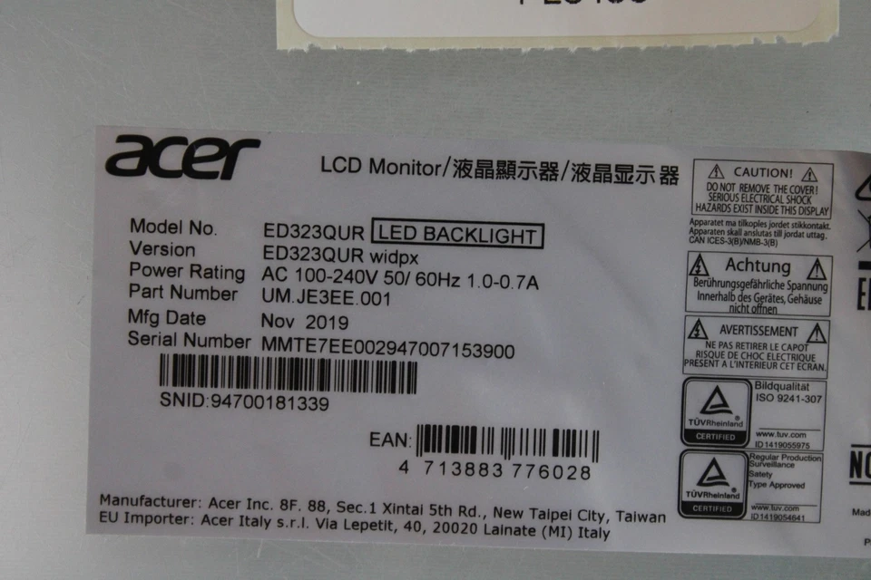 Mainboard-Acer Monitor ED323QUR widpx LCD Bildschirm - Bild 2 von 4