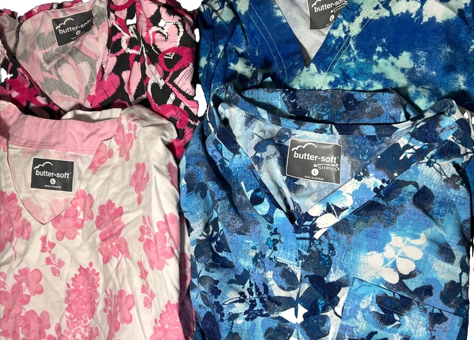 Buttery Soft Scrub Top Lot Of 4 Women L Workwear Nurse Hospital Uniform Medical - Image 2 of 4