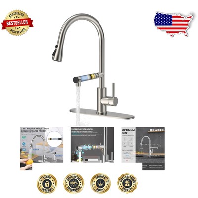 Upgraded Kitchen Faucet with High Arc Design & 360° Swivel Pull Down Sprayer