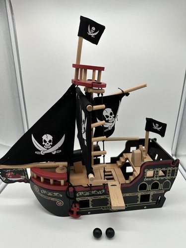 Le Toy Van Barbarossa Pirate Ship Set Premium Wooden Toys for Kids Ages 3 yea... - Afbeelding 1 van 13