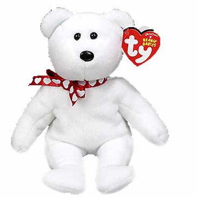 Ty Valentines Beanie Boo's Xavier Bear White NEW 6” Rare CVS