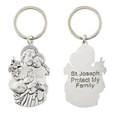 Saint Joseph the Protector Catholic Keychain, Auto Accessory, 3 1/2 Inch