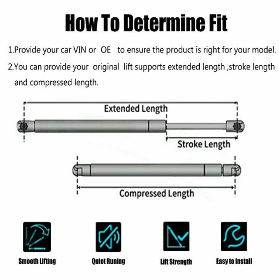 Bonnet Gas Struts for Ford Falcon Fairlane Fairmont FPV AU BA BF FG XD XE XF XG - image 4 of 4