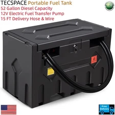 Ginkman Black Portable 52 Gallon Diesel Tank with 12V DC Electric Transfer Pump
