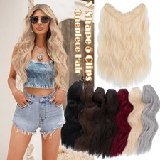 US V-Shape One Piece Clip In Hair Extensions Real As Human 3/4 Full Head Thick