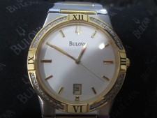 BULOVA MEN'S WATCH QUARTZ ALL S/S TWO TONE DIAMOND JAPAN 102C35 NEW