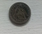 1845 SEATED LIBERTY SILVER DIME GRADES VG