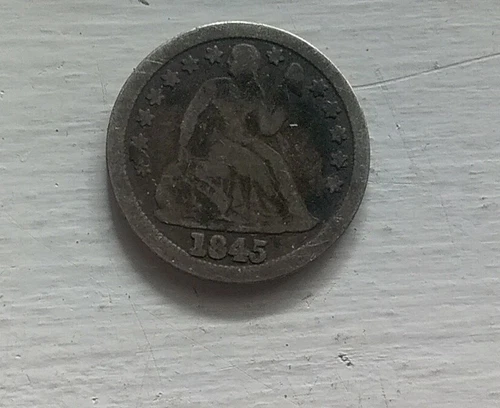 1845 SEATED LIBERTY SILVER DIME GRADES VG