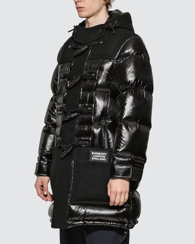 Burberry - Technical Duffle Wool Detail Puffer Coat Hooded Size M UK/US40 - Picture 2 of 14