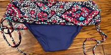 Tommy Bahama fuchia patchwork adjustable Banded swim Skirt bikini bottom