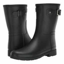 Hunter Womens Boots Refined Slim Fit Short Wellington Mid-calf Wellies Rubber  7