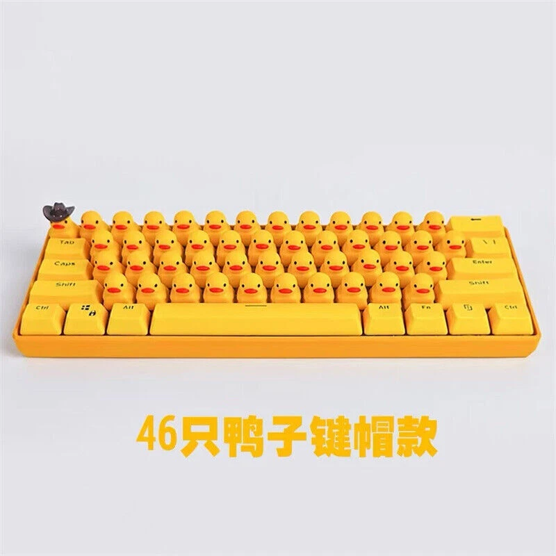 Yellow Cute Duck Mechanical Keyboard Press Crow USB Interface Keyboard Handmade - Image 2 of 4