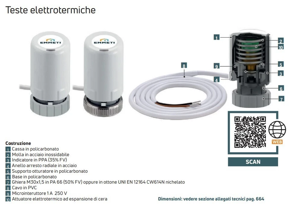 Emmeti Control T - Testina elettrotermica con micro ausiliario cod. 01213255 - Immagine 2 di 2