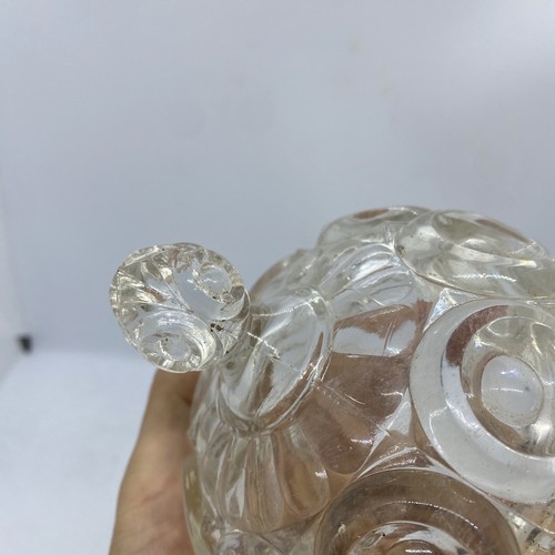 Antique Flint Glass Bullseye Pattern Glass Lid Finneal Butter Jar Vanity Dish - Picture 5 of 11