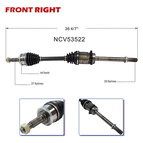 FWD Front Right CV Axle Assembly for 1993-1996 1997 Nissan Altima 2.4L Automatic - Picture 2 of 8