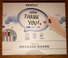 NIB Vivitar LED Light-Up Erasable Speech Bubble Message Board and Markers