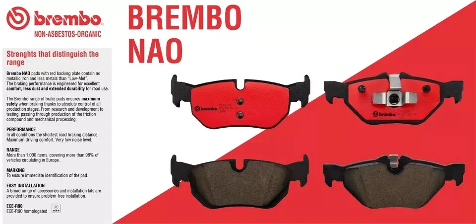 Kit conjunto de pastilhas de freio dianteiras e traseiras de cerâmica Brembo para Acura RSX Honda Civic S2000 - Imagem 2 de 4