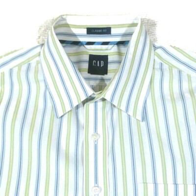 Gap Button Up Shirt Mens XL Classic Fit Long Sleeve Multicolor Striped Cotton
