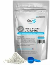 NVS LABS 100% PURE L-ARGININE FREE FORM PHARMACEUTICAL USP GRADE USA ON NITRIC 