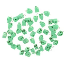 50pcs/set 2-Pin 2.54mm Pitch Green PCB Universal Screw Terminal Block Connector