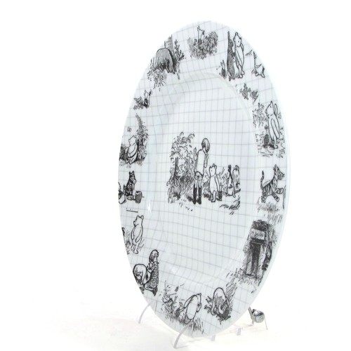 Disney WINNIE THE POOH 10.75" Dinner Plate Black White Grid Sketchbook - Picture 3 of 11