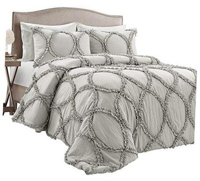  Light-Gray Riviera 3-Piece Set, Luxury Bedding () Queen Light Gray Comforter