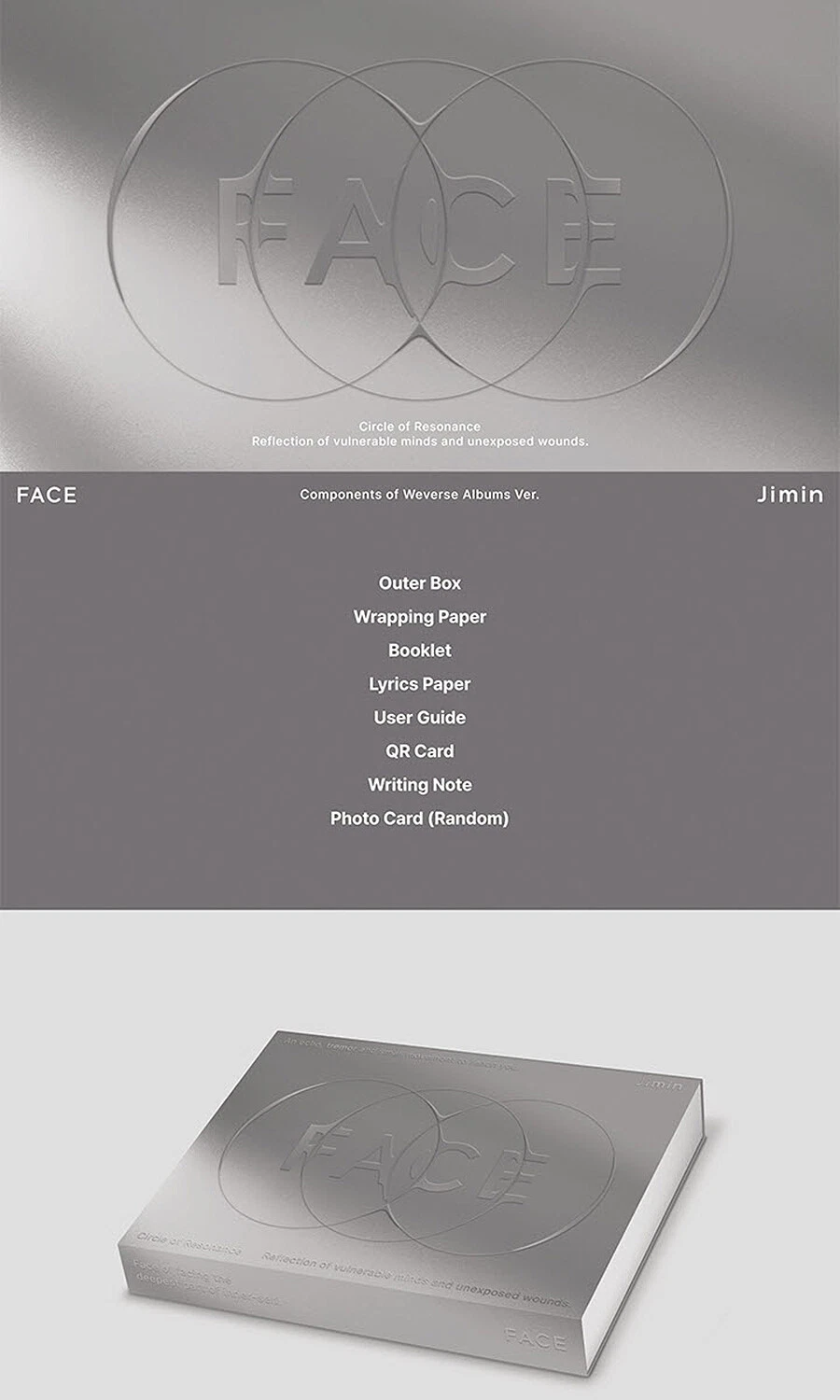 BTS JIMIN [FACE] Album PHOTOBOOK Ver/ CD+Photo Book+Card+2 Post
