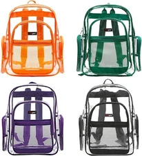 20-Pack Bulk Case Clear PVC Backpacks, Transparent School Approved Backpack