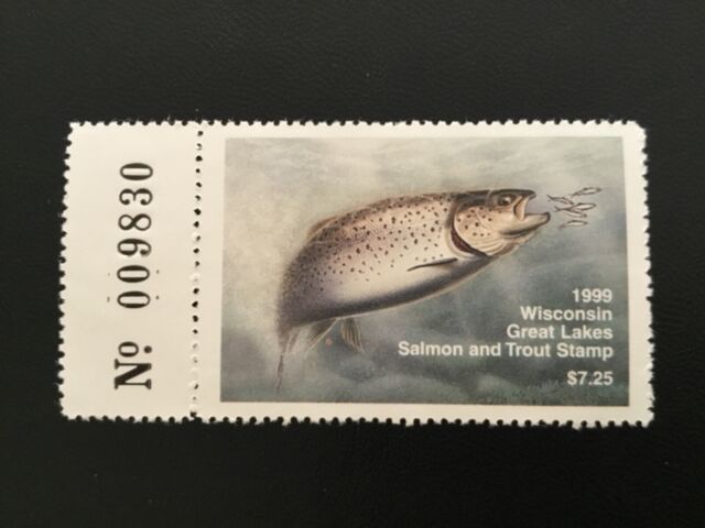 ICOLLECTZONE US 1999 Wisconsin Plate # Single Salmon Stamp VF NH