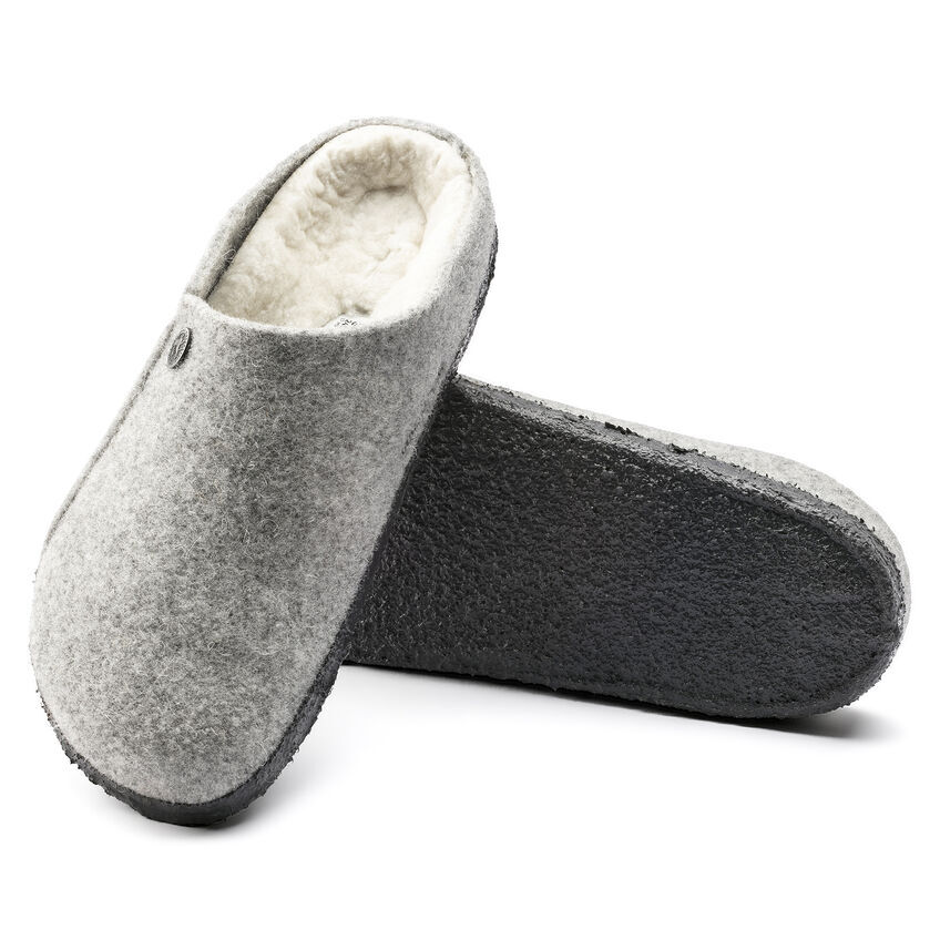 BIRKENSTOCK ZERMATT SHEARLING LIGHT GREY HOME SLIPPERS FUR CLOGS