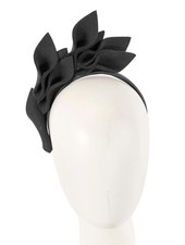 Black felt flowers autumn  winter racing fascinator Max Alexander RRP 139