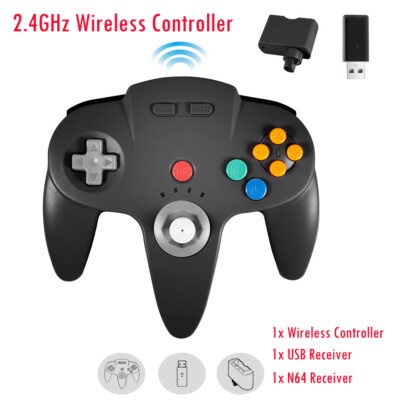 Wireless N64 Controller for Nintendo 64 Console Pc IOS Win Switch w/ Rumble Pak