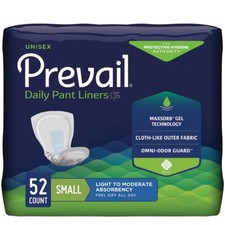 Prevail Pad 12.5" Small Pant Liner PL-100/1 Light to Moderate 52 Ct Unisex