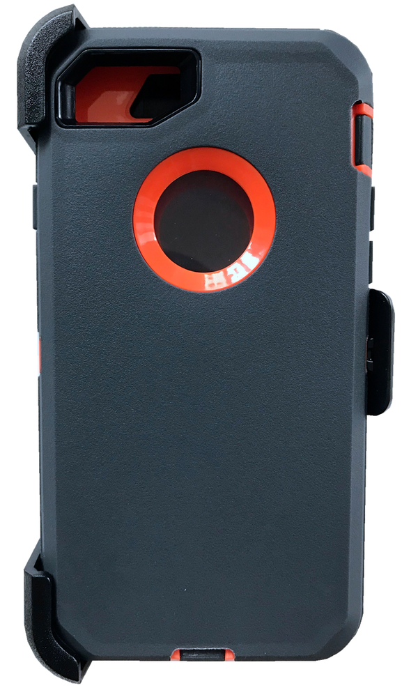 For iPhone 6 6S 7 8 Plus Case With (Belt Clip Fits Otterbox Defender)Gray-Orange