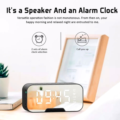 Reloj Despertador Con Espejo LED Radio FM De Bluetooth Música Inalámbrico Alarma - Picture 11 of 27