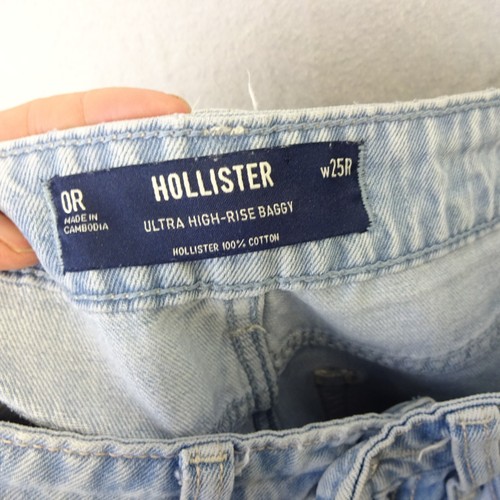 Hollister Jeans W 25 R Light Blue Ultra High Rise Baggy Wide Leg Distressed - Picture 5 of 6