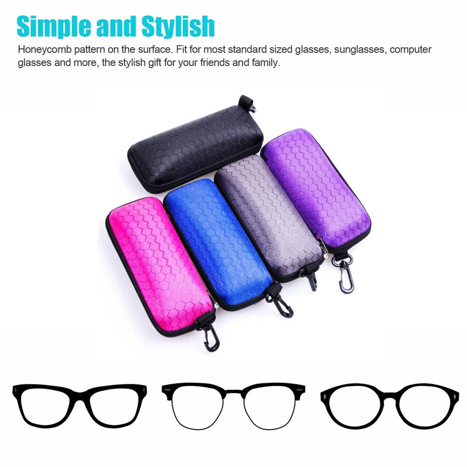 2PCS Portable Eye Glasses Case Box Sunglasses Protector Hard Zipper Belt Clip - Image 4 of 4