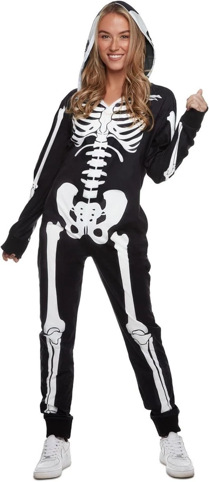 Mujer Mono Esqueleto Damas Con Capucha Halloween Disfraz S - 2XL Foto 2 de 4