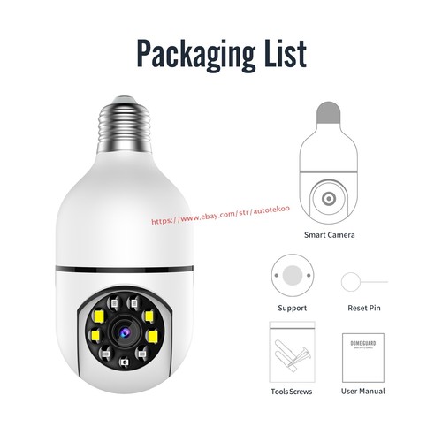 YI IoT WiFi HD 1080P 5G Bulb Camera Card Slot Full Color IR Night Two