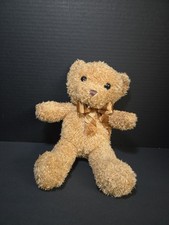 13" Plush Teddy Bear - Shaggy Caramel With Bow