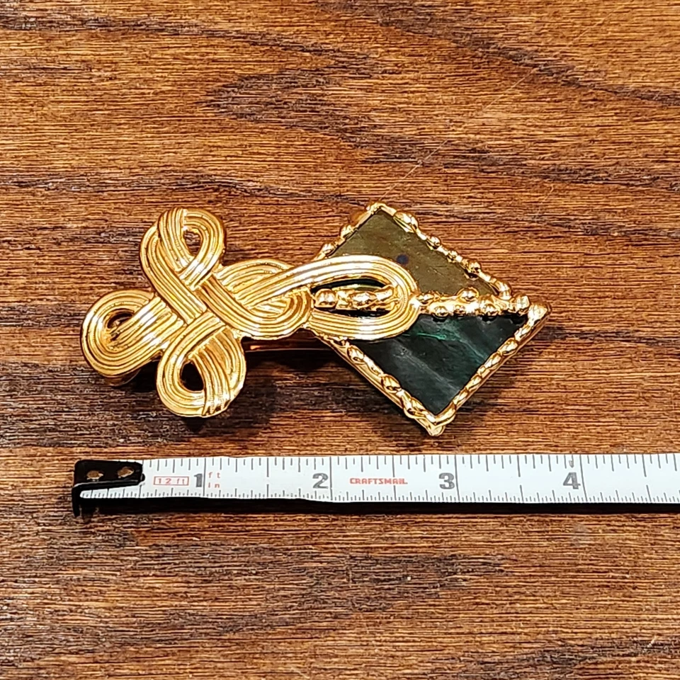 Lote de 3 pasadores de clip vintage de vitrales tono plomo y dorado Foto 2 de 4