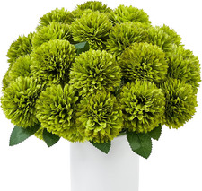 12 Pcs Green Artificial Chrysanthemums Flowers Ball Flower Fake Mums Silk for St