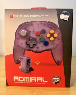 Hyperkin Admiral Premium BT Wireless Controller for N64 Nintendo 64 - Purple